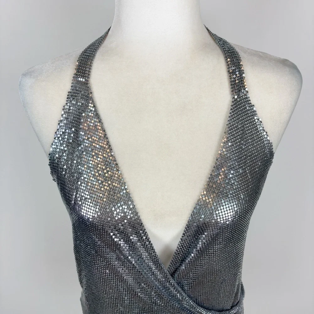 NBD Kimmy Halter Top in Silver Size S